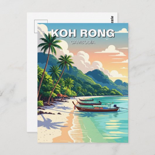 Koh Rong Cambodja Reizen Briefkaart (Voorkant / Achterkant)