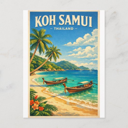Koh Samui-eiland, Thailand retro Briefkaart (Voorkant)