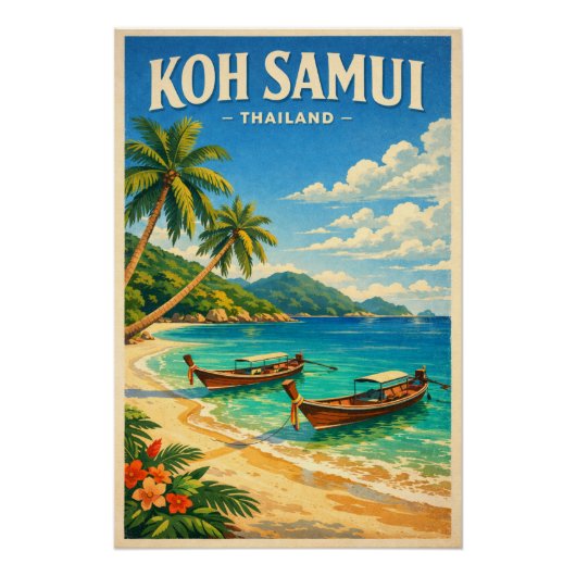Koh Samui-eiland, Thailand retro Perfect Poster (Voorkant)