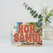 Koh Samui, Thailand Vintage Reisposter Briefkaart (Staand voorkant)
