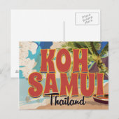 Koh Samui, Thailand Vintage Reisposter Briefkaart (Voorkant / Achterkant)