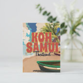 Koh Samui, Thailand Vintage Reisposter Briefkaart (Staand voorkant)