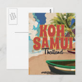 Koh Samui, Thailand Vintage Reisposter Briefkaart (Voorkant / Achterkant)