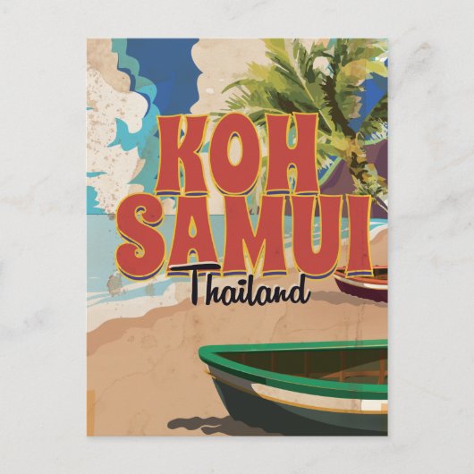 Koh Samui, Thailand Vintage Reisposter Briefkaart (Voorkant)