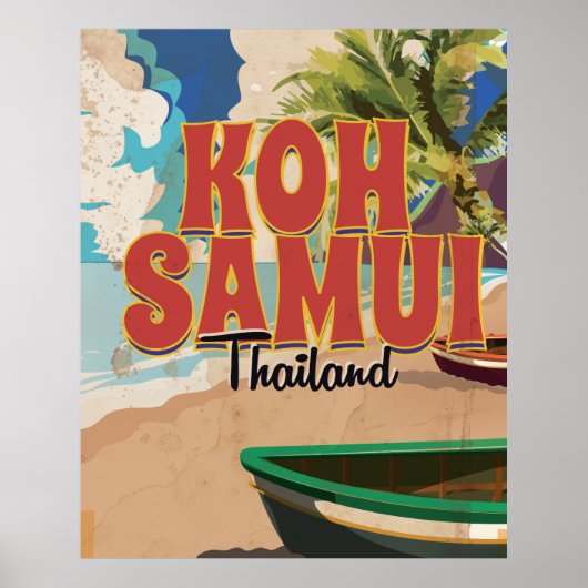 Koh Samui, Thailand Vintage Reisposter. Poster (Voorkant)