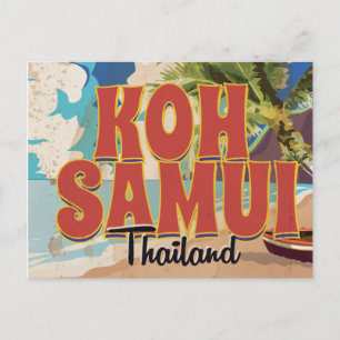 Koh Samui, Thailand Vintage Travel Poster Briefkaart
