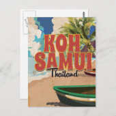 Koh Samui, Thailand Vintage Travel Poster Briefkaart (Voorkant / Achterkant)
