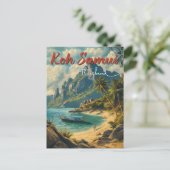 Koh Samui Vintage Reizen Briefkaart (Staand voorkant)
