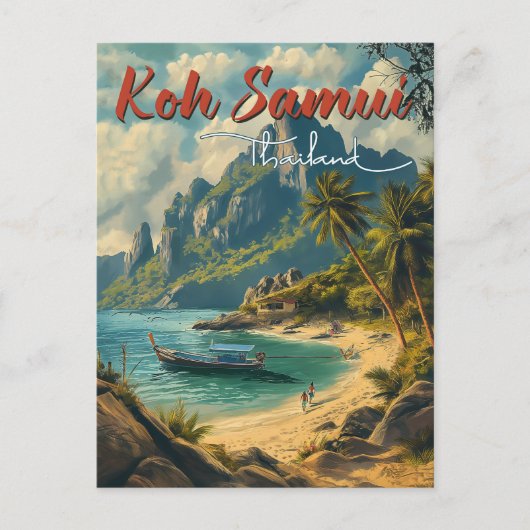 Koh Samui Vintage Reizen Briefkaart (Voorkant)
