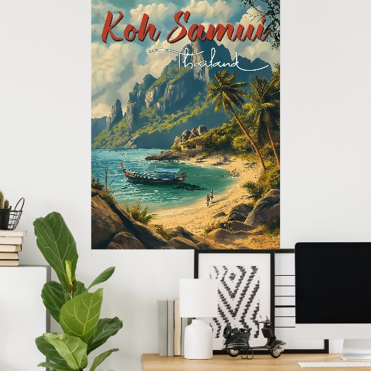 Koh Samui Vintage Reizen Poster (Thuiskantoor)
