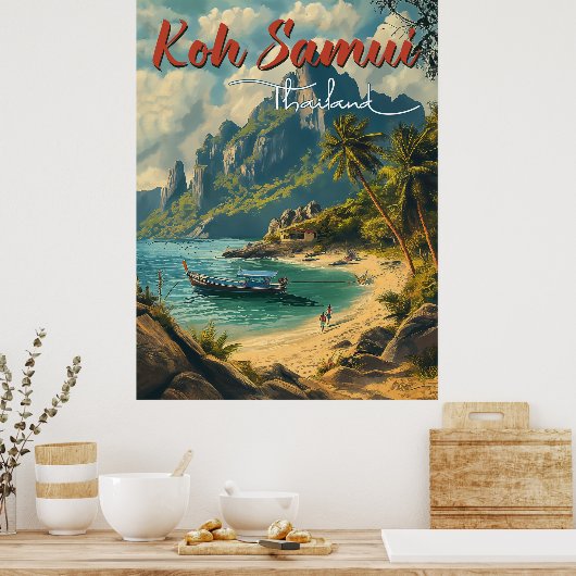 Koh Samui Vintage Reizen Poster (Keuken)