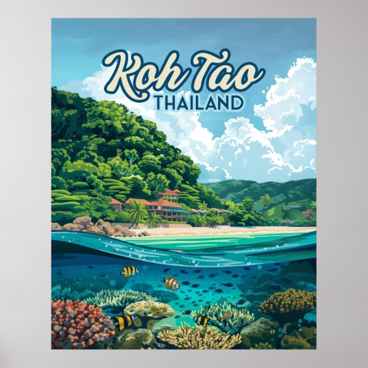 Koh Tao Thailand Azië Duiken Beach Island Poster (Voorkant)