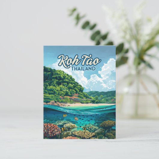 Koh Tao Thailand Azië Duiksport Strand Kaart (Staand voorkant)