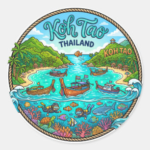 Koh Tao Thailand Ronde Sticker