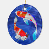 Kohaku Duo in de Deep Blue Pond Keramisch Ornament (Links)
