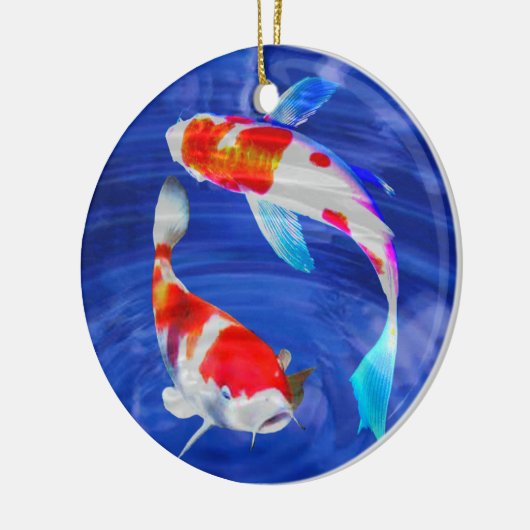 Kohaku Duo in de Deep Blue Pond Keramisch Ornament (Links)