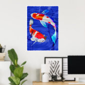 Kohaku Duo in Deep Blue Pond Poster (Thuiskantoor)