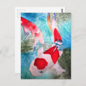 Kohaku Koi 2 Japanse waterverf Briefkaart (Voorkant / Achterkant)