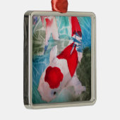 Kohaku Koi 2 Japanse waterverf Metalen Ornament (Rechts)