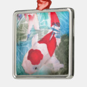 Kohaku Koi 2 Japanse waterverf Metalen Ornament (Links)
