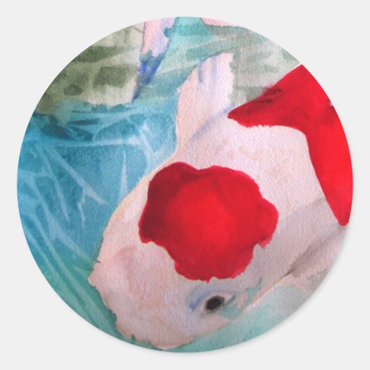 Kohaku Koi 2 Japanse waterverf Ronde Sticker (Voorkant)