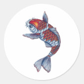 Kohaku Koi Fish Ronde Sticker (Voorkant)