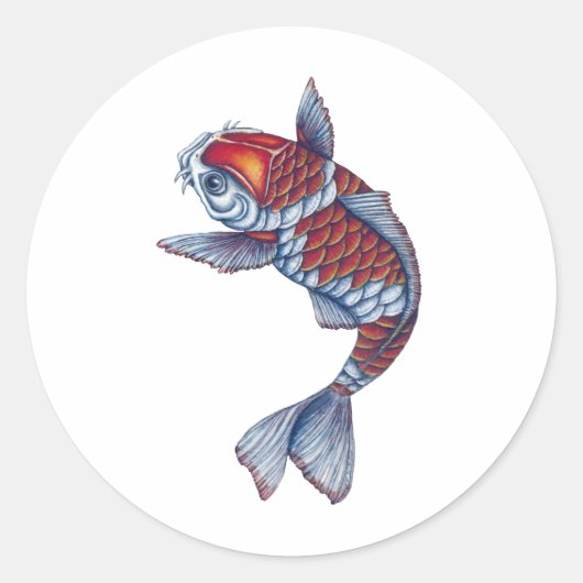 Kohaku Koi Fish Ronde Sticker (Voorkant)