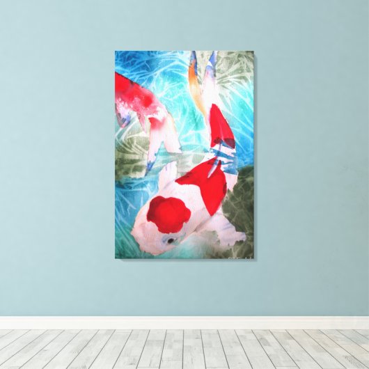 Kohaku Koi II Japanse vis originele kunst Canvas Afdruk (Insitu (Houten vloer))