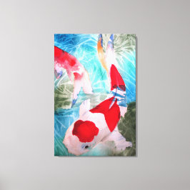 Kohaku Koi II Japanse vis originele kunst Canvas Afdruk