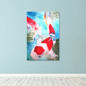 Kohaku Koi II Japanse vis originele kunst Canvas Afdruk (Insitu (Houten vloer))
