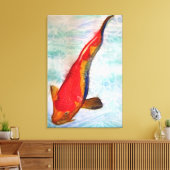 Kohaku Koi Japans vis originele waterverf kunst Canvas Afdruk (Insitu (Woonkamer))