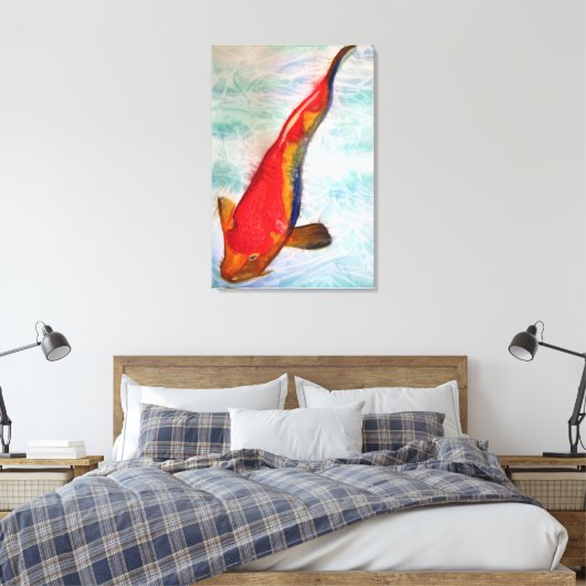 Kohaku Koi Japans vis originele waterverf kunst Canvas Afdruk (Insitu (Slaapkamer))