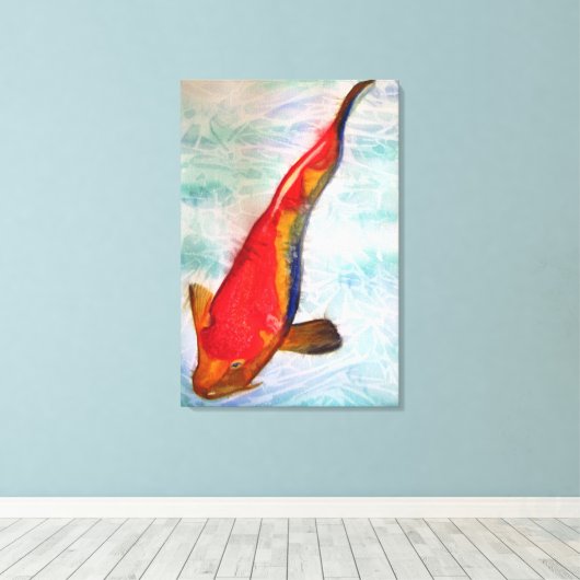 Kohaku Koi Japans vis originele waterverf kunst Canvas Afdruk (Insitu (Houten vloer))