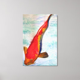 Kohaku Koi Japans vis originele waterverf kunst Canvas Afdruk