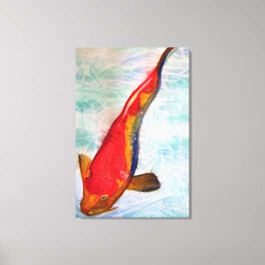 Kohaku Koi Japans vis originele waterverf kunst Canvas Afdruk (Voorkant)