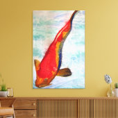 Kohaku Koi Japans vis originele waterverf kunst Canvas Afdruk (Insitu (Woonkamer))