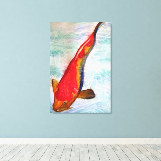 Kohaku Koi Japans vis originele waterverf kunst Canvas Afdruk (Insitu (Houten vloer))