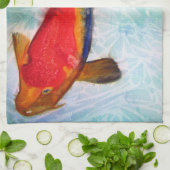 Kohaku Koi waterverf kunst Japanse vis Theedoek (Gevouwen)