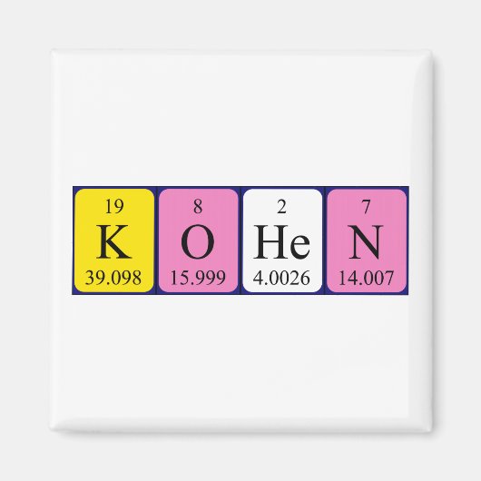 Kohen periodieke lijstnaam magnet (Voorkant)