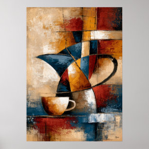 Kōhī Coffee vormt Japanse geometrische koffiekunst Poster