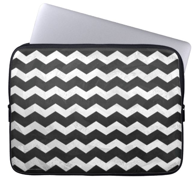 Kohl Black Chevron Pattern Laptop Sleeve (Voorkant)
