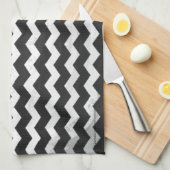 Kohl Black Chevron Pattern Theedoek (Quarter Fold)