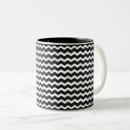 Kohl Black Chevron Pattern Tweekleurige Koffiemok (Voorkant rechts)