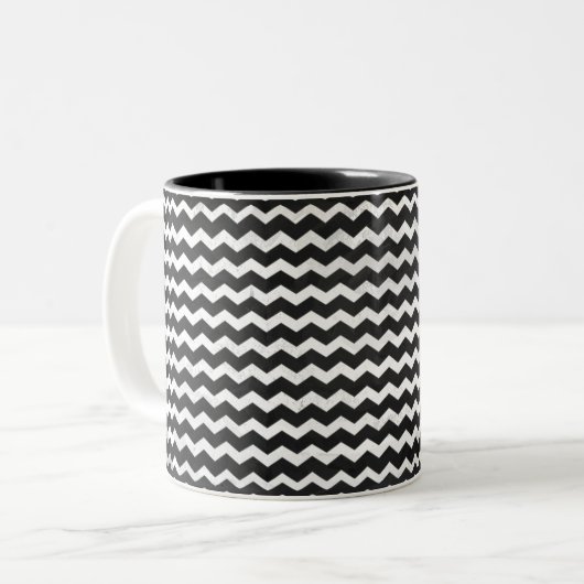 Kohl Black Chevron Pattern Tweekleurige Koffiemok (Voorkant links)