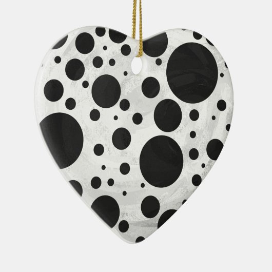 Kohl Black Polka Dot Pattern Keramisch Ornament (Rechts)