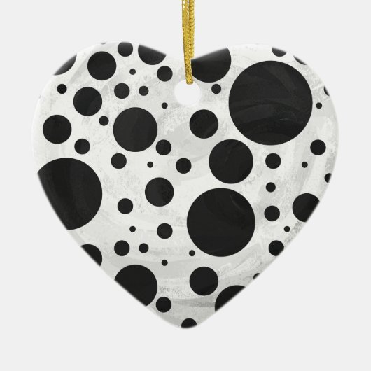 Kohl Black Polka Dot Pattern Keramisch Ornament (Voorkant)