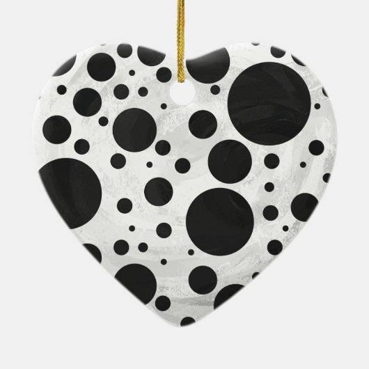 Kohl Black Polka Dot Pattern Keramisch Ornament (Achterkant)