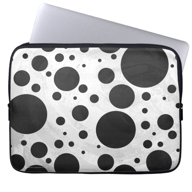Kohl Black Polka Dot Pattern Laptop Sleeve (Voorkant)