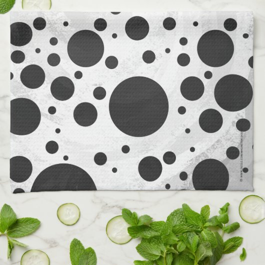 Kohl Black Polka Dot Pattern Theedoek (Gevouwen)