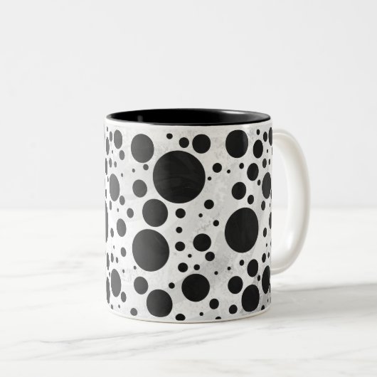 Kohl Black Polka Dot Pattern Tweekleurige Koffiemok (Voorkant rechts)